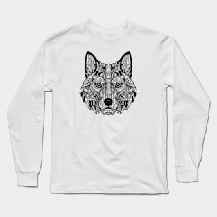 Biomechanical Wolf: An Advanced Futuristic Graphic Artwork with Abstract Line Patterns Long Sleeve T-Shirt